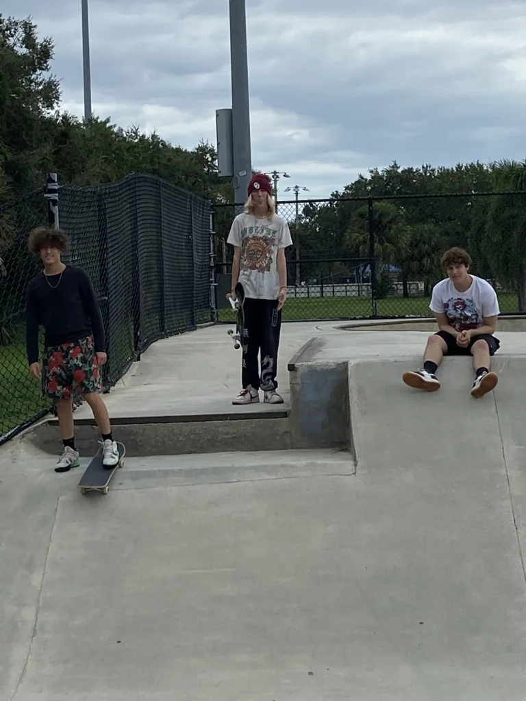 Alumni at skatepark